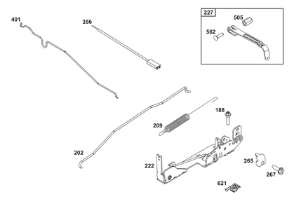 Controls Group Diagram and Parts List for 125P02-0026-H5 100000 - 19Z999 Briggs and Stratton Engine